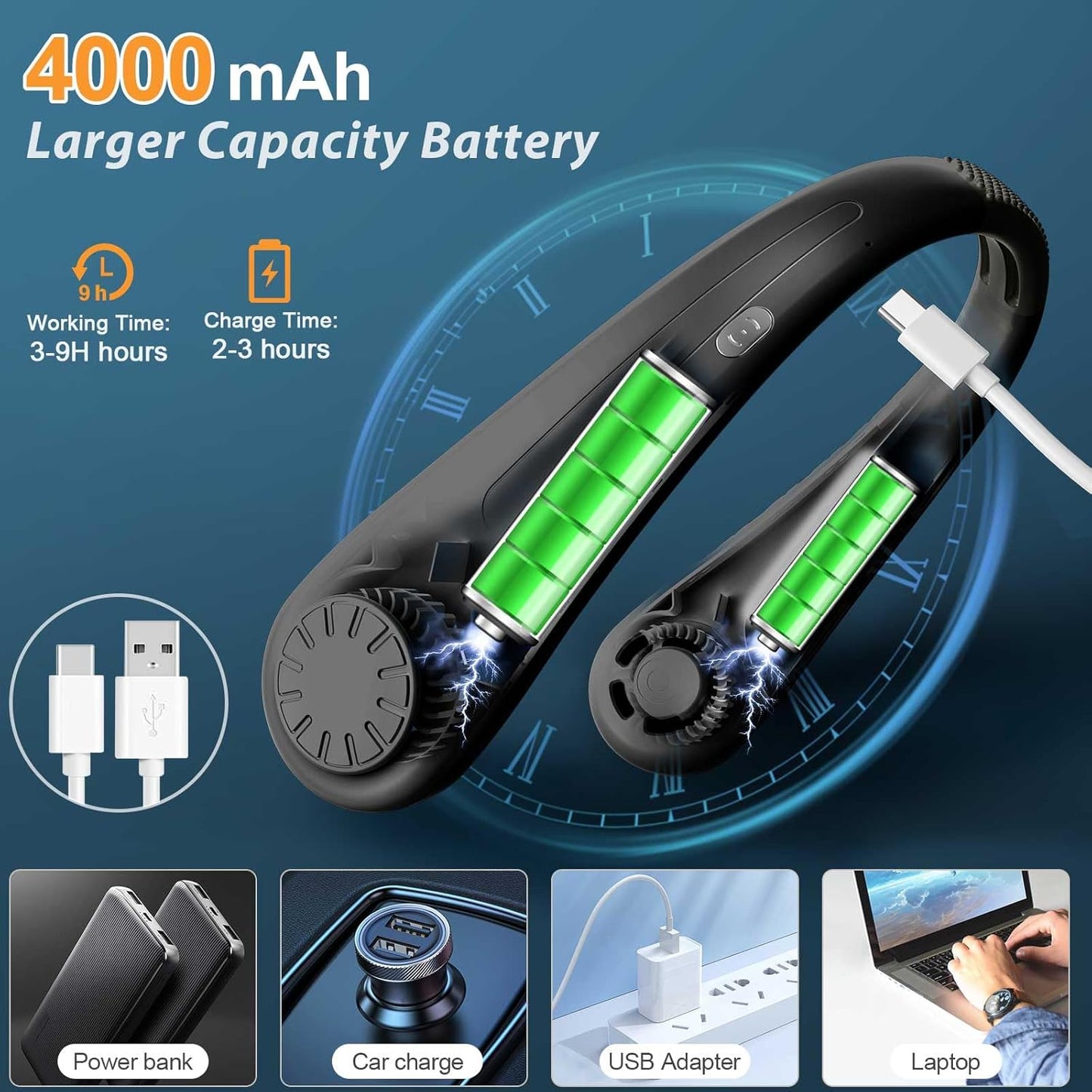 Portable Bladeless Hanging Rechargeable Neck Fan